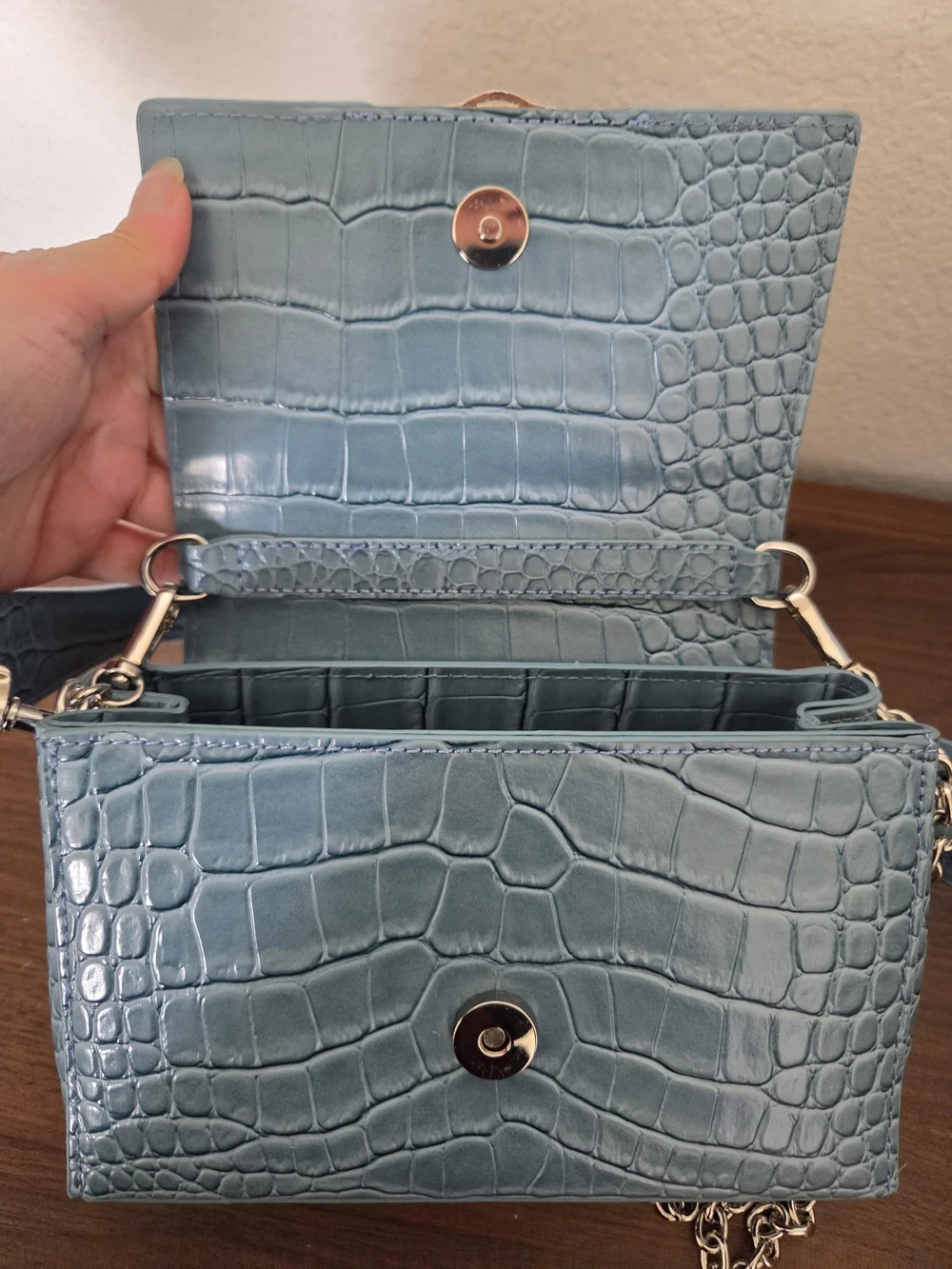 Vivienne Westwood Blue Croc-Embossed Chain Crossbody Bag